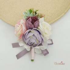 結婚婚禮用仿真嘉賓胸花手腕花, 紫色系