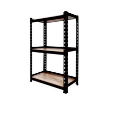 固得家俬 免螺絲黑色三層角鋼收納貨架 3號, 黑色, 3