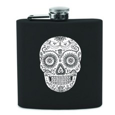 true Dia de los Muertos 柔軟觸感燒瓶, 1個, 黑色的