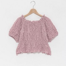 LOVETOXIC 女童款露肩設計皺褶圓領短袖上衣