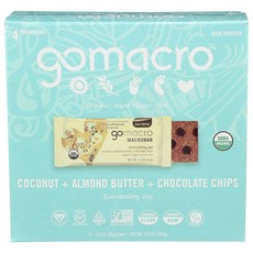gomacro Everlasting Joy麥片棒 椰子杏仁醬巧克力脆片口味, 4入, 65g