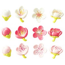 櫻花造型冰箱貼 4入組 3D立體裝飾磁鐵, 粉色