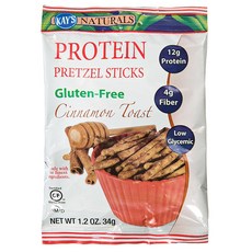 KAY'S NATURALS 蛋白質無麩質椒鹽脆餅棒 肉桂吐司口味, 6包, 34g