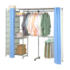 巴塞隆納V1型防塵伸縮衣櫥(附抽屜櫃)開放式衣物收納架 可調整衣櫥, 紫色