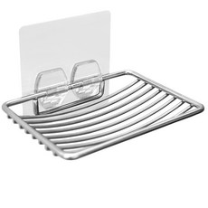 易立家 304不鏽鋼無痕香皂架 廚房浴室收納菜瓜布架, 銀色, 1個