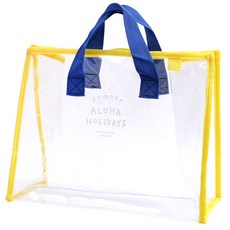 大容量手提透明盥洗沙灘包(化妝包/游泳包/防水包/手提袋)-海灘度假必備, 藍色