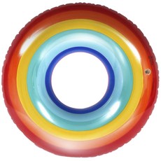 GoFloats 彩虹圓形充氣泳圈, 1個, 混色