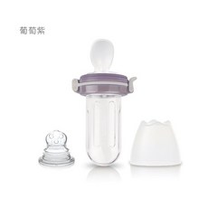 英國kidsme 擠壓式升級版咬咬樂輔食器 (3色可選) 蟲寶寶，安全矽膠材質，寶寶自主進食訓練，多色可選, 葡萄紫