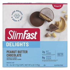 slimfast Delight 花生醬巧克力零食杯 10入, 1個, 170g