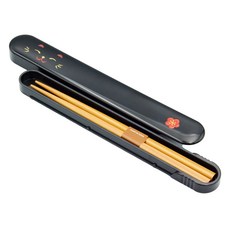 HAKOYA 滑蓋式餐具收納盒 19.5*2.7*1.3cm, 1個, 盒子+筷子, 黑貓