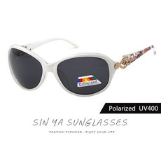 新雅百貨 淑女偏光墨鏡 (白框/花蝴蝶裝飾/抗UV400)