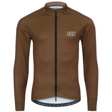 BAISKY百士奇自行車衣男款雙拉鍊抓絨長車衣 潔淨棕色 長袖保暖自行車服