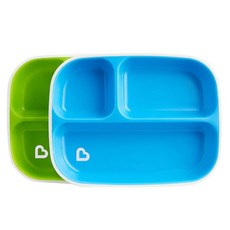 munchkin 滿趣健 Splash 分隔幼兒餐盤 2入, 藍色, 綠色, 2個