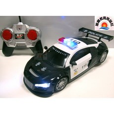 旭陽教育用品社 1:18 瑪琍歐黑白警車遙控模型玩具車 帶閃爍警燈 奧迪R8造型 ST安全玩具, 詳見包裝