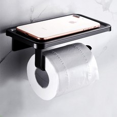 ROJI 飯店式鋁製3M背膠衛生紙架, 黑色, 1個