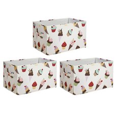 LUSH DECOR 織物覆蓋可折疊箱籃 3 件裝, 紙杯蛋糕冰淇淋