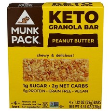 MUNK PACK KETO 穀麥可可脆片高蛋白素食棒, 32g, 1盒, 花生醬