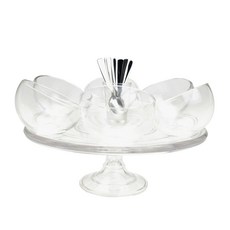 ARTLAND Orbit 甜品餐具 5 件套, 玻璃杯 6EA + 勺子 6EA + 玻璃蛋糕架 1EA + 勺架 1EA + 食譜卡 1EA, 清除