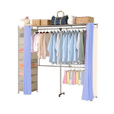 巴塞隆納第三代豪華型防塵伸縮衣櫥(八斗櫃 下固定桿), 氣質粉