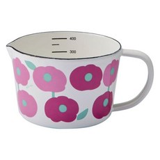 plune. 日本產琺瑯量杯 S, 1個, 450ml, 白色蓬鬆花粉紅色
