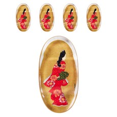 Ishida 日式畫圖案橢圓筷架 小, 5個, 回首往事的美人