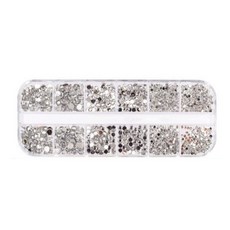 斑馬麥麥 美甲長方盒 全銀色鑽 蝶古巴特裝飾配件, 全銀色