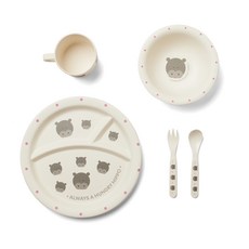 Red Rover 晚餐嬰兒餐具 5 件套, 盤子+碗+杯子+勺子+叉子, 河馬