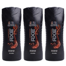 AXE 男性清爽淋浴露 黑巧克力香, 473ml, 3瓶