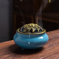弘喧 陶瓷薰香爐組 附越南芽莊惠安沉香粉300克 仿古設計 助眠安神