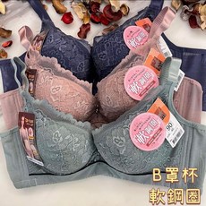 A&J #6695 B罩杯軟鋼圈內衣 (下墊2公分) 側收副乳 U型美背 透氣