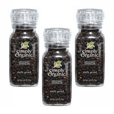 Simply Organic 研磨罐裝黑胡椒粒, 3罐, 75g