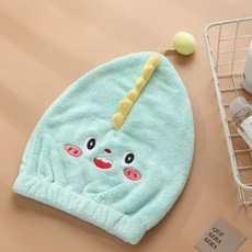 三隻豬豬商店 乾髮帽 卡通造型珊瑚絨吸水帽, 淺綠