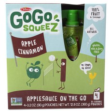 GOGO SQUEEZ Apple Sauce on the Go Apple Cinnamon Gluten Free All Natural, 4件
