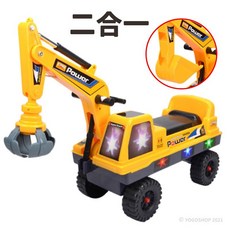 兒童乘坐怪手 挖掘抓吊二合一 乘用工程車 附音樂閃光, 一盒入, 1個