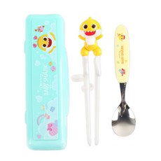 碰碰狐 Pinkfong 鯊魚家族304不鏽鋼學習餐具 (韓國製), 筷匙盒, 1세트, 黃色