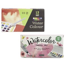 Streamline 水彩水彩畫調色盤含水彩筆旅行組, 混色, 12個