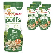 Happy BABY Superfood泡芙米餅 60g, 6罐, 羽衣甘藍菠菜口味