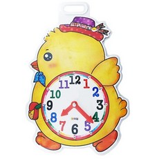 韓國代購 熱門學習時鐘 厚紙板時鐘 小雞小熊 可愛卡通造型兒童時間認知教具