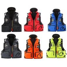 PROTACKLE 多口袋釣魚救透氣救生衣 (附可拆式帽子), 紅色