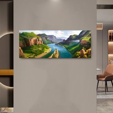 江山攬勝手繪油畫 60x120cm VF-45, 詳見包裝