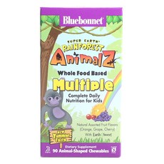Bluebonnet 孩童綜合維他命動物造型咀嚼錠 綜合水果口味, 90顆, 1罐