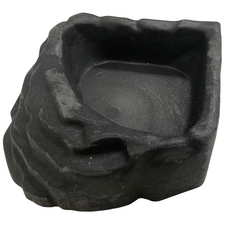 爬蟲餵食盆 水盆 模擬岩石外觀 淺口設計 防滑紋理 無毒樹脂 堅固耐用, 直角水盆 S10 12x12x4cm, 1個