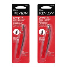 REVLON 露華濃 陶瓷斜口不鏽鋼鑷子, 2個, 紅色
