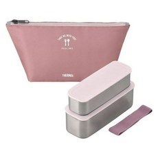 THERMOS 膳魔師 保鮮便當盒 含收納袋 DSA-604W 灰粉色, 1個