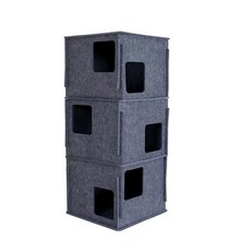 貓窩貓迷宮貓隧道貓屋，疊疊樂無限對接貓咪玩具，加高毛氈貓抓板, 深灰色, 1個