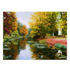 御畫房 湖邊風光手繪油畫 60x80cm VF-165, 詳見包裝