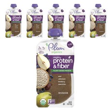 Plum organics 孩童蛋白質纖維奶昔 113g, 梨子白豆藍莓棗子奇亞籽口味, 6包