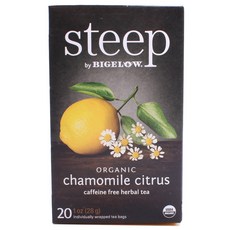 steep by BIGELOW 無咖啡因無麩質洋甘菊柑橘風味涼茶茶包, 20件, 1.4克