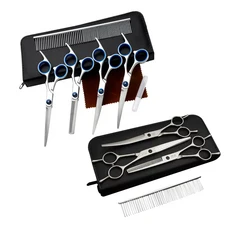 寵物美容剪刀套裝組，專業級寵物剪刀，安全圓頭設計，多功能寵物美容工具, 7吋套裝, 1個