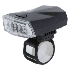 4LED寬扁型自行車頭燈, 1個, 黑色